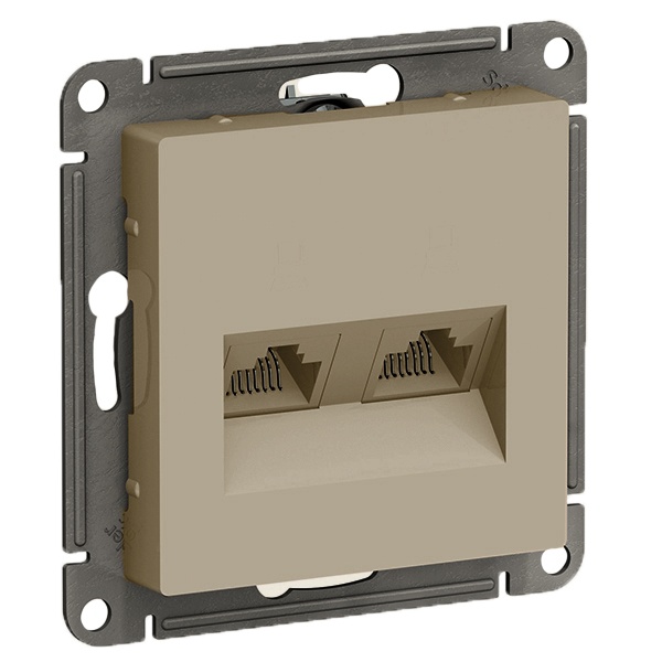 Розетка двойная компьютерная RJ45+RJ45 кат 5E AtlasDesign шампань Systeme Electric ATN000585 ATN000585 - магазин электротехники Electroshop