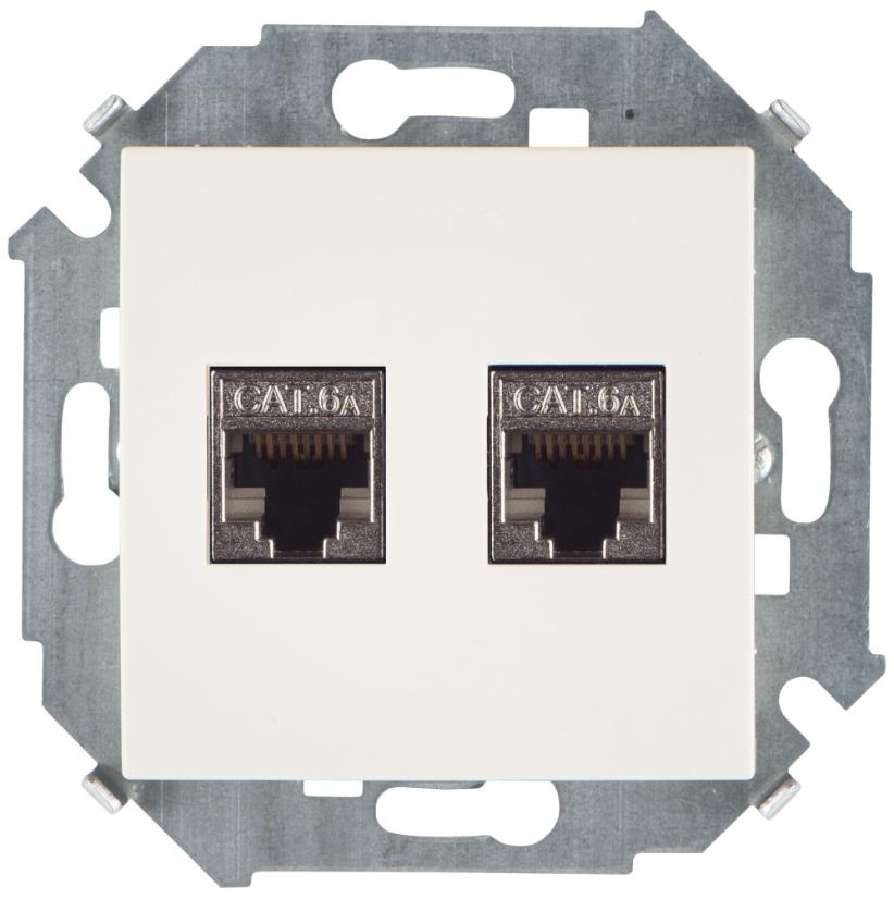 Розетка компьютерная двойная RJ45 кат.6a Systimax Simon 15 слоновая кость 1591564-031 1591564-031 - магазин электротехники Electroshop