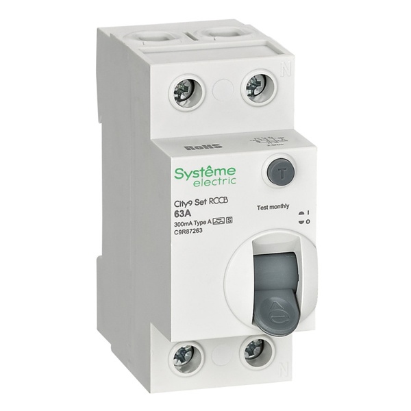 УЗО электромеханическое 63А 300мА тип A-S 230В селективное City9 Set Systeme Electric ВДТ C9R87263 C9R87263 - магазин электротехники Electroshop