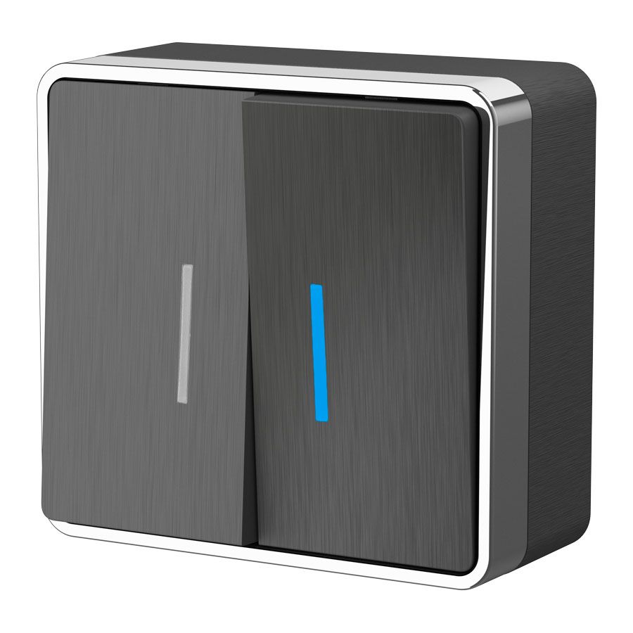 Выключатель двухклавишный с подсветкой Werkel Gallant графит рифленый W5020104 4690389164194 4690389164194 - магазин электротехники Electroshop