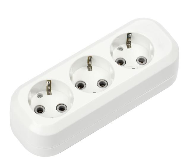 Колодка 3 гнезда 16А/3,5кВт c заземлением Smartbuy SBE-16-3-00-Z SBE-16-3-00-Z - магазин электротехники Electroshop