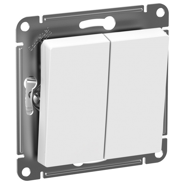 Двухклавишный переключатель AtlasDesign 10A быстрозажимные клеммы IP44 белый Systeme Electric ATN440151S ATN440151S - магазин электротехники Electroshop