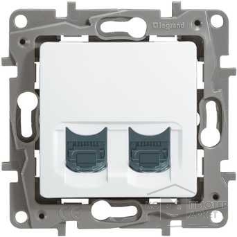 Розетка компьютерная двойная Legrand Etika 2xRJ45 кат. 6e UTP, белый 672254 672254 - магазин электротехники Electroshop