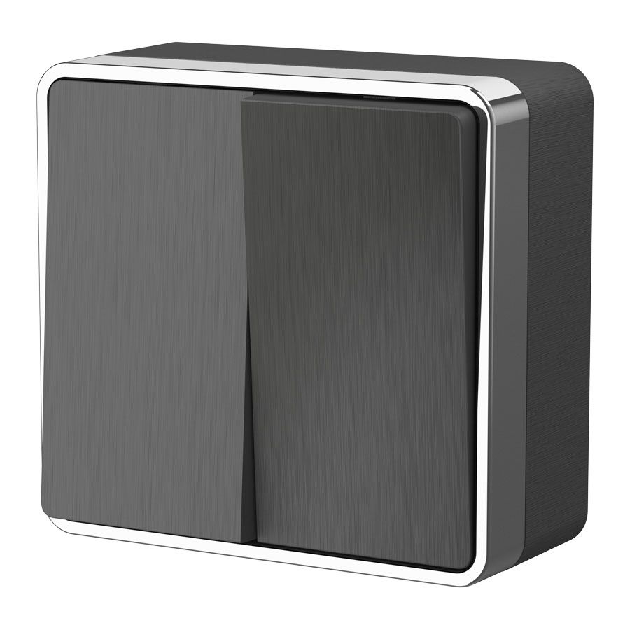 Выключатель двухклавишный Werkel Gallant графит рифленый W5020004 4690389164132 4690389164132 - магазин электротехники Electroshop