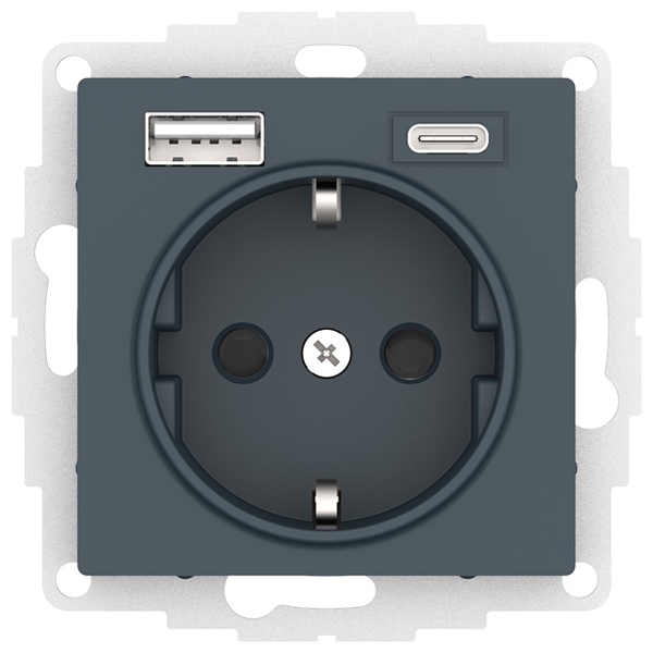 Зарядка розетка с/з 16А + USB A+С 5В/2,4А/3,0А 2х5В/1,5А AtlasDesign изумруд Systeme Electric ATN000832 ATN000832 - магазин электротехники Electroshop