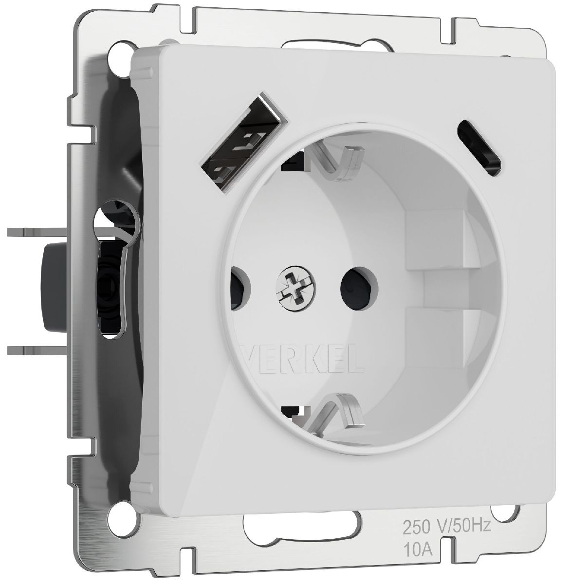 Розетка с заземлением, шторками и USB тип A+C Werkel 4690389197345 W1171741 a064014 4690389197345 - магазин электротехники Electroshop