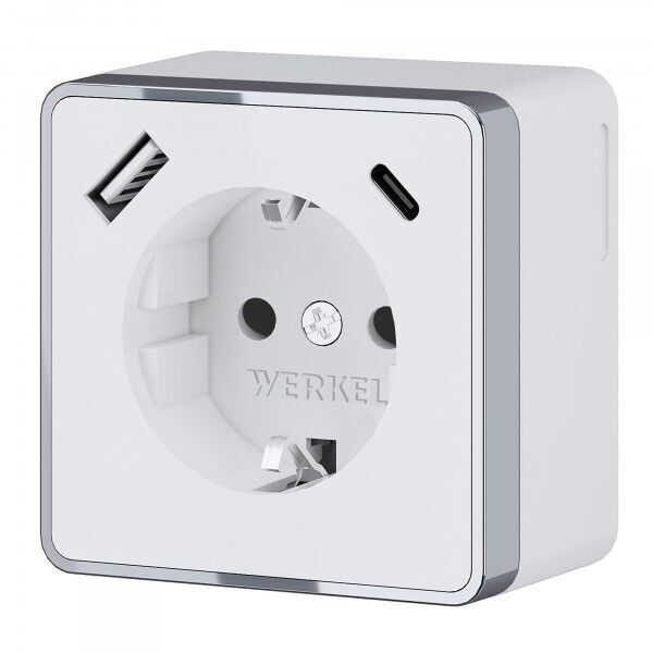 Розетка с заземлением, шторками и USB тип A+C Werkel Gallant W5071706 4690389179624 a057701 4690389179624 - магазин электротехники Electroshop