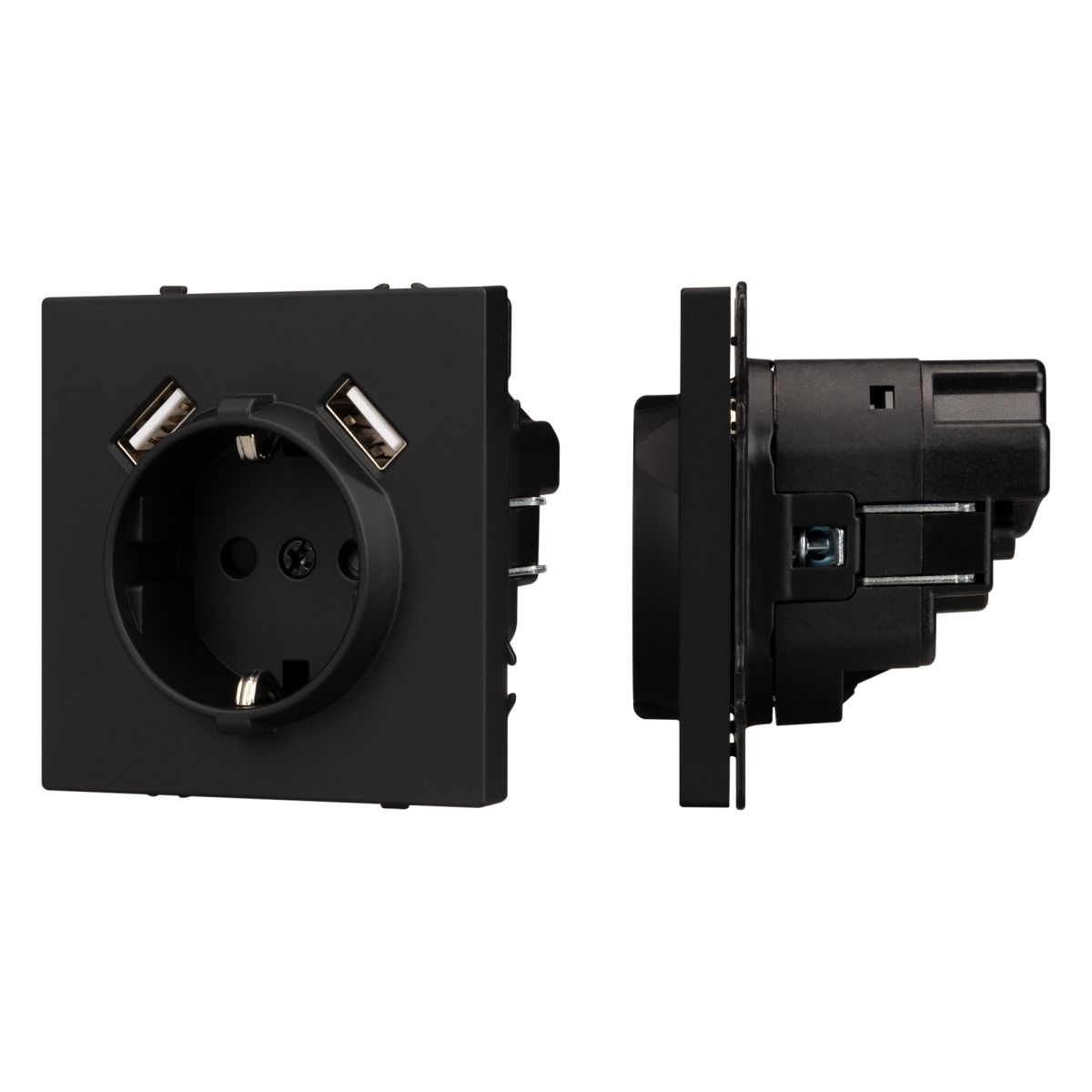 Розетка зк со шторками с USB тип А+А софт-тач черный оникс Arlight SCT-MUAA-SFPL-BK (250V, 16A) 054289(1) 054289(1) - магазин электротехники Electroshop