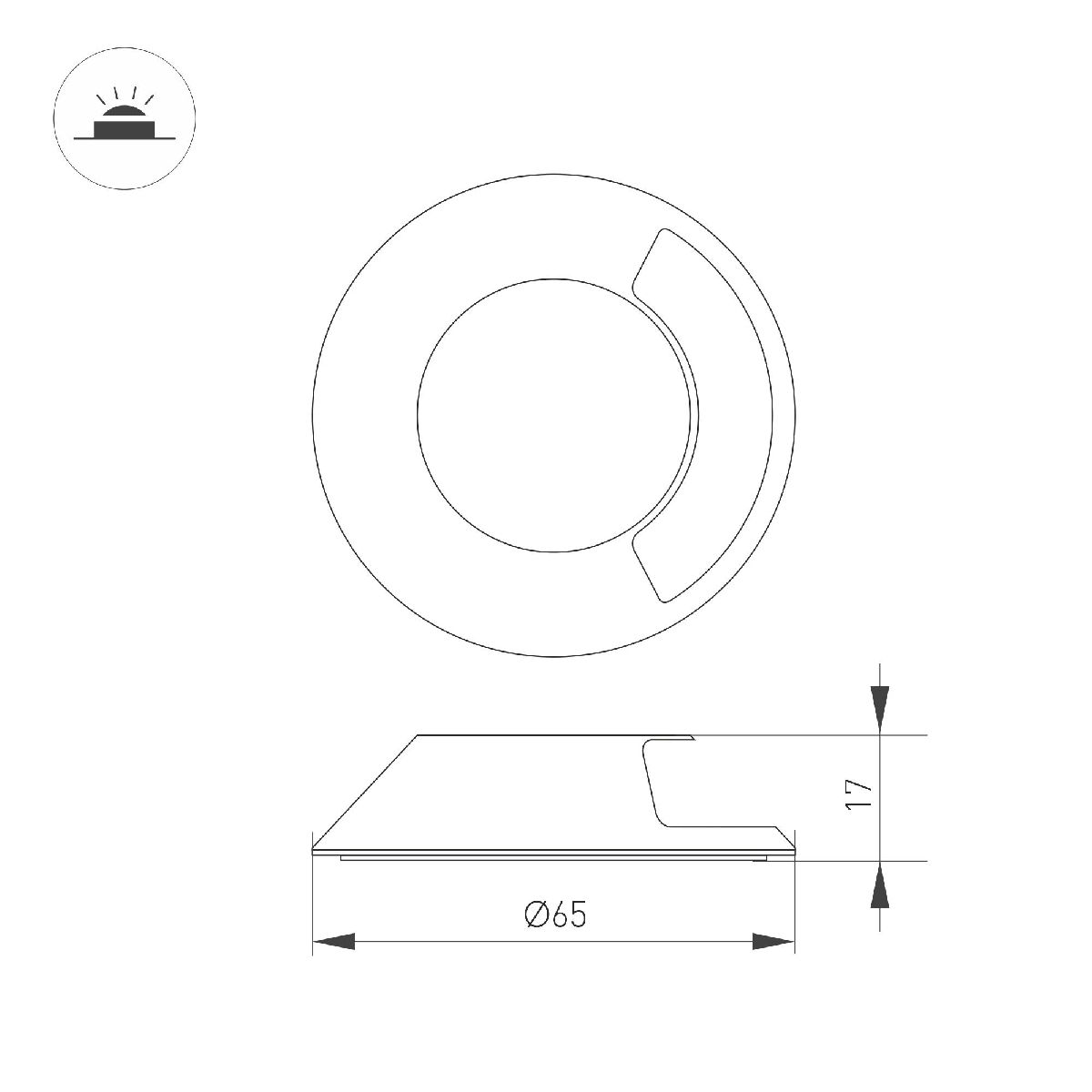 Накладка Arlight ART-DECK-CAP-LID1-R65 (SL, STEEL) 045349 045349 - магазин электротехники Electroshop