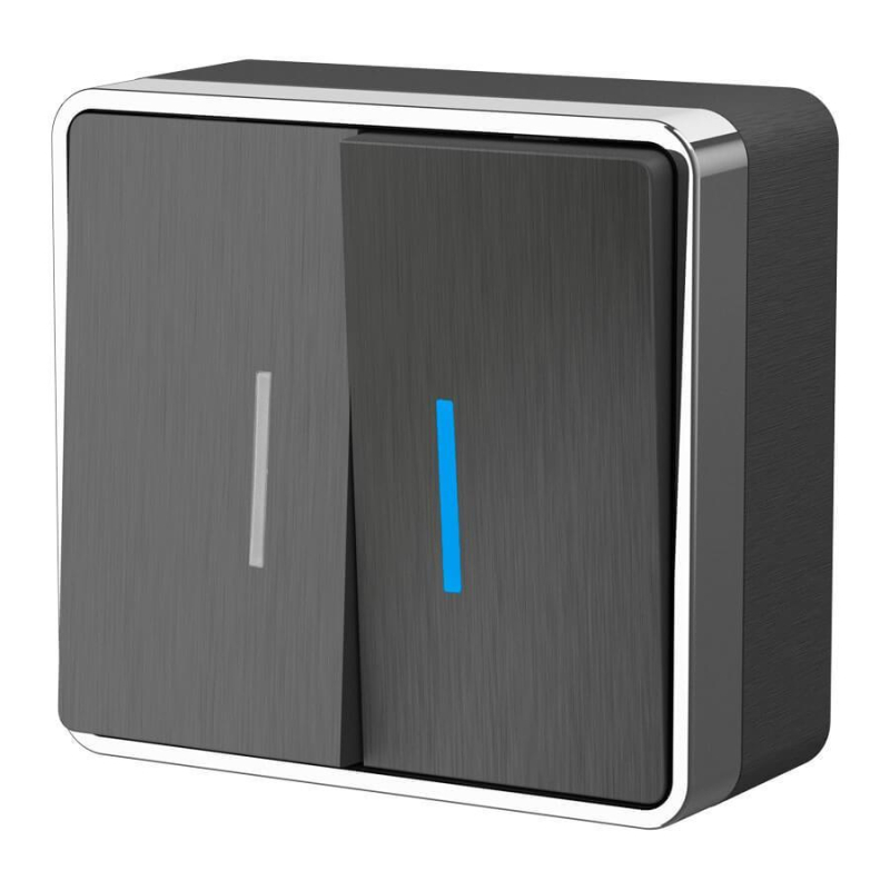Выключатель двухклавишный с подсветкой Werkel Gallant графит рифленый W5020104 4690389164194 4690389164194 - магазин электротехники Electroshop
