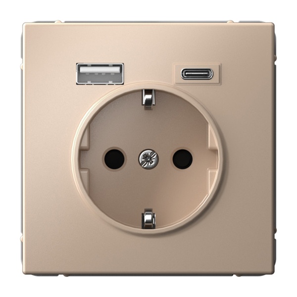 Зарядка USB с розеткой 2P+E ArtGallery тип-А и тип-C 5В/2,4А/3,0А, 2х5В/1,5 песочный Systeme Electric GAL001232 GAL001232 - магазин электротехники Electroshop