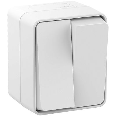 Двухклавишный выключатель открытой установки 10А IP54 Systeme Electric AtlasDesign Profi54 белый ATN540151 ATN540151 - магазин электротехники Electroshop