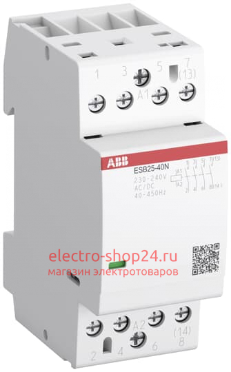 ESB25-40N-14 Модульный контактор ABB (25А АС-1, 4НО) катушка 12В AC/DC 2 модуля 1SAE231111R1440 1SAE231111R1440 - магазин электротехники Electroshop