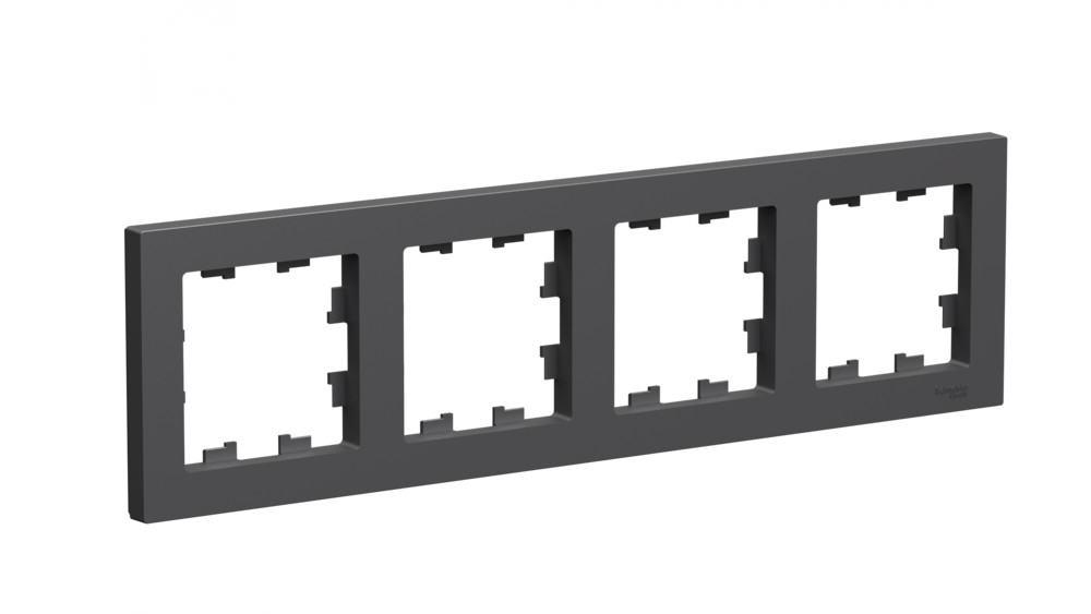 Рамка Schneider Electric AtlasDesign 4 поста универсальная базальт ATN001404 ATN001404 - магазин электротехники Electroshop