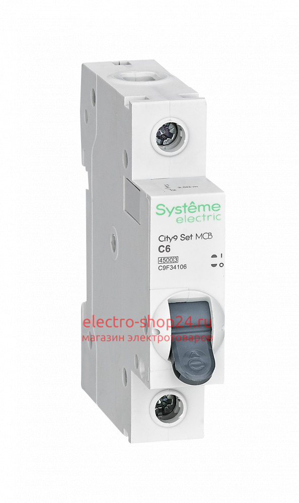 Автоматический выключатель Systeme Electric City9 Set 1П 6А С 4,5кА 230В (автомат) C9F34106 C9F34106 - магазин электротехники Electroshop