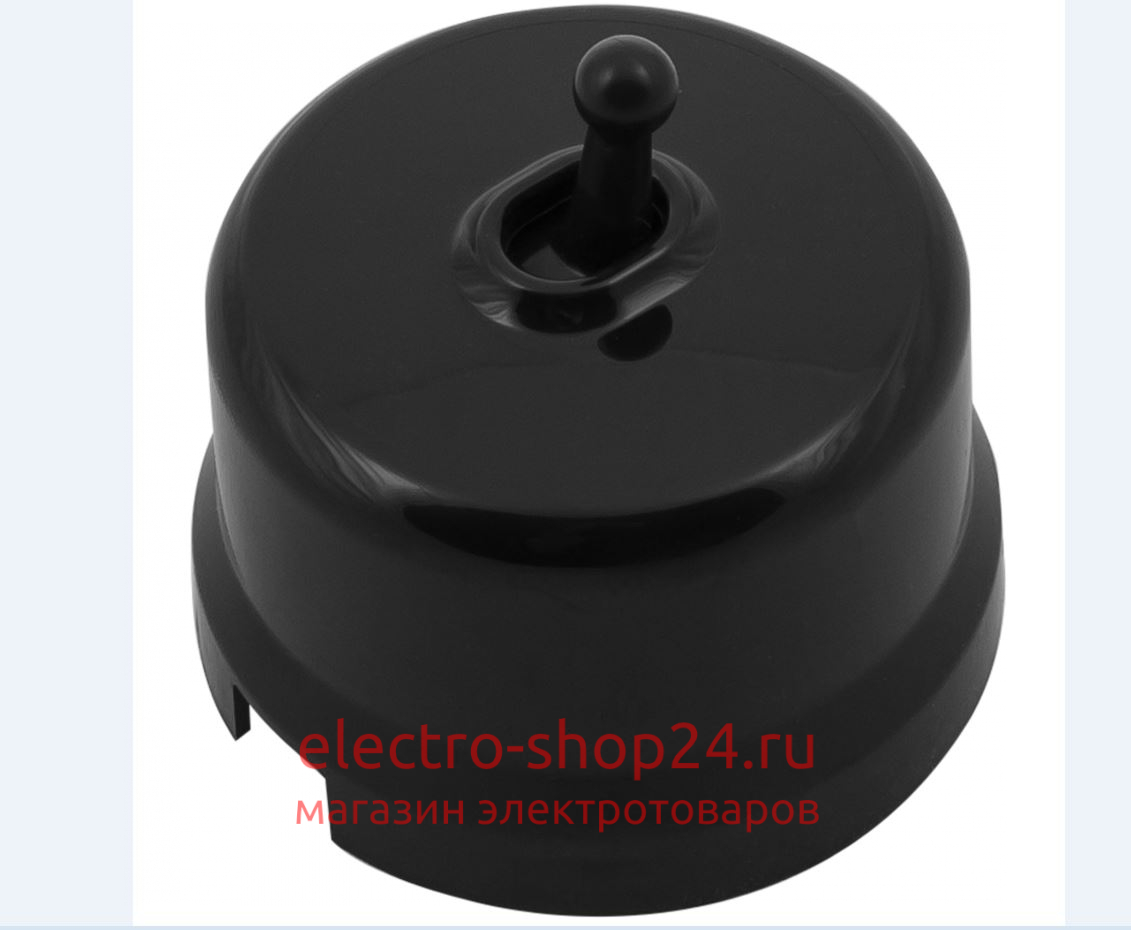 Кнопка 1-тумблерная ОП Bironi Лизетта пластик цвет черный (тумблерный) B1-230-23-PB - магазин электротехники Electroshop