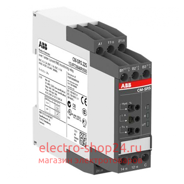Однофазное реле контроля тока CM-SRS.22S (диапазоны измерения 0,3-1,5А, 1-5A, 3-15A) 24-240В AC/DC 1SVR730840R0500 1SVR730840R0500 - магазин электротехники Electroshop