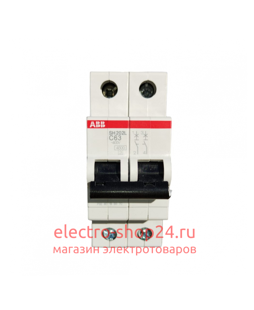 SH202L C63 Автоматический выключатель 2-полюсный 63А 4,5кА (хар-ка C) ABB 2CDS242001R0634 2CDS242001R0634 - магазин электротехники Electroshop