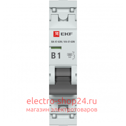 Автоматический выключатель 1P 1А (B) 6кА ВА 47-63N EKF PROxima (автомат) M636101B  M636101B - магазин электротехники Electroshop