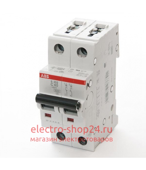 S202 C25 Автоматический выключатель 2-полюсный 25А 6кА (хар-ка C) ABB 2CDS252001R0254 - магазин электротехники Electroshop
