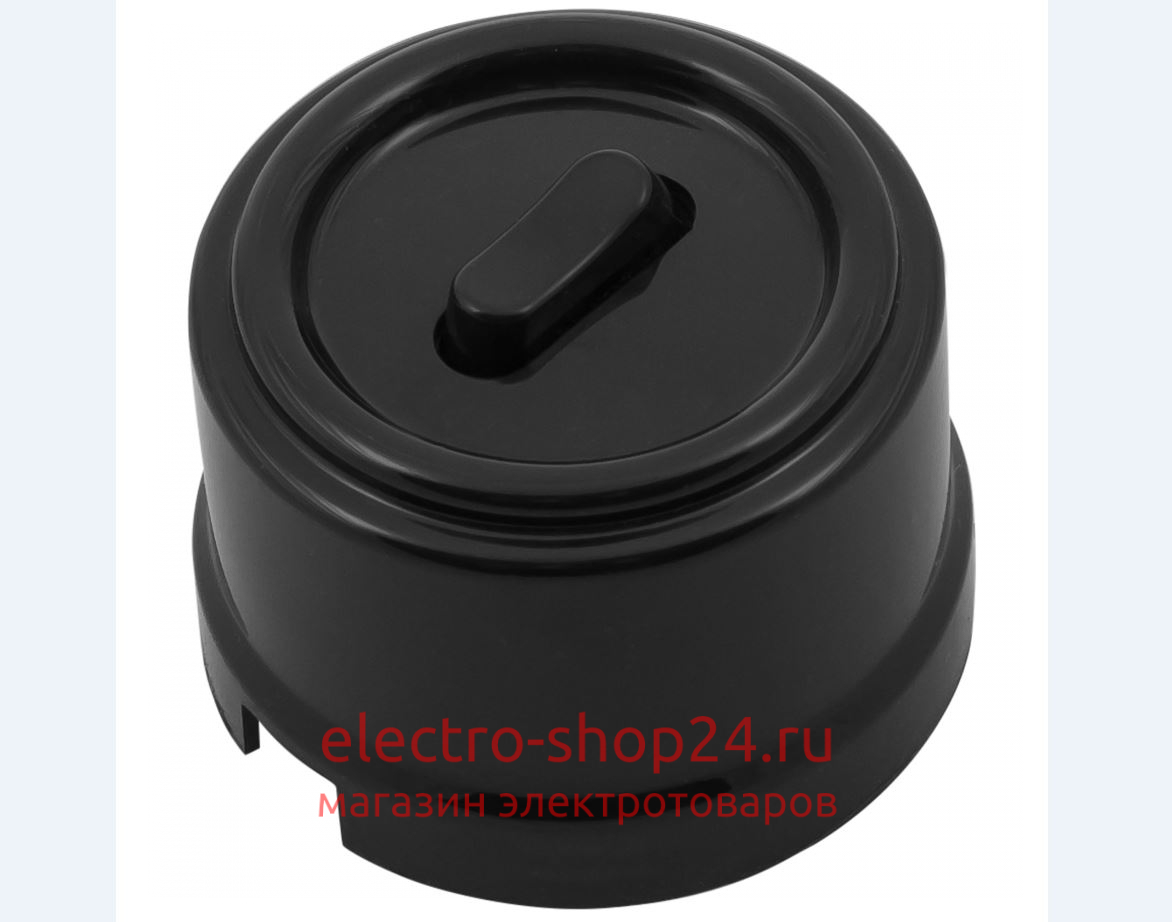 Выключатель проходной 1-клавишный ОП Bironi Лизетта пластик цвет черный (клавишный) B1-221-23 B1-221-23 - магазин электротехники Electroshop