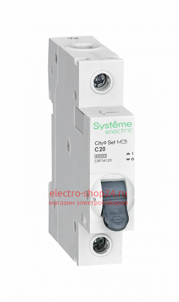 Автоматический выключатель Systeme Electric City9 Set 1П 20А С 4,5кА 230В (автомат) C9F34120 C9F34120 - магазин электротехники Electroshop