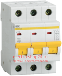 Автоматический выключатель ВА47-29 3Р 16А 4,5кА характеристика С ИЭК (автомат) MVA20-3-016-C MVA20-3-016-C - магазин электротехники Electroshop