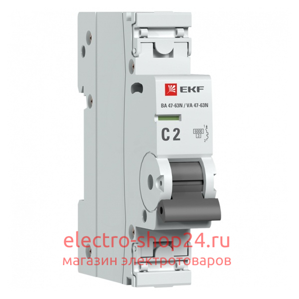 Автоматический выключатель 1P 2А (C) 6кА ВА 47-63N EKF PROxima (автомат) M636102C M636102C - магазин электротехники Electroshop