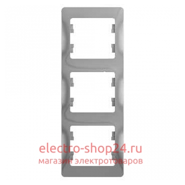 Рамка Schneider Electric Glossa 3-постовая, вертикальная, алюминий GSL000307 GSL000307 - магазин электротехники Electroshop