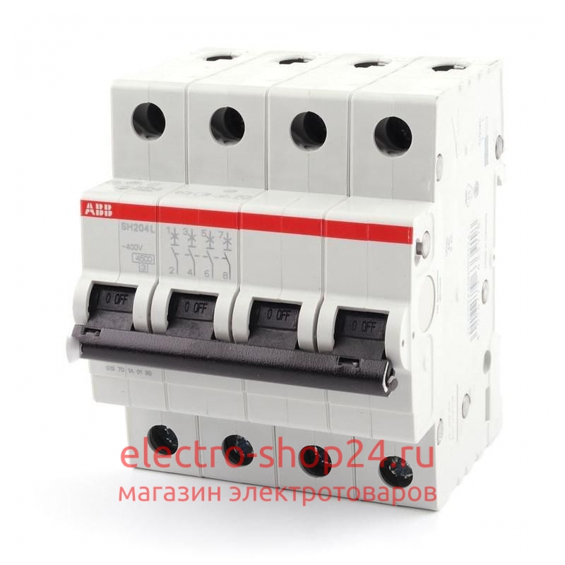SH204L C40 Автоматический выключатель 4-полюсный 40А 4,5кА (хар-ка C) ABB 2CDS244001R0404 2CDS244001R0404 - магазин электротехники Electroshop