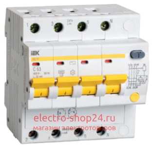 Дифференциальный автомат АД14 4Р 40А 30мА ИЭК - магазин электротехники Electroshop