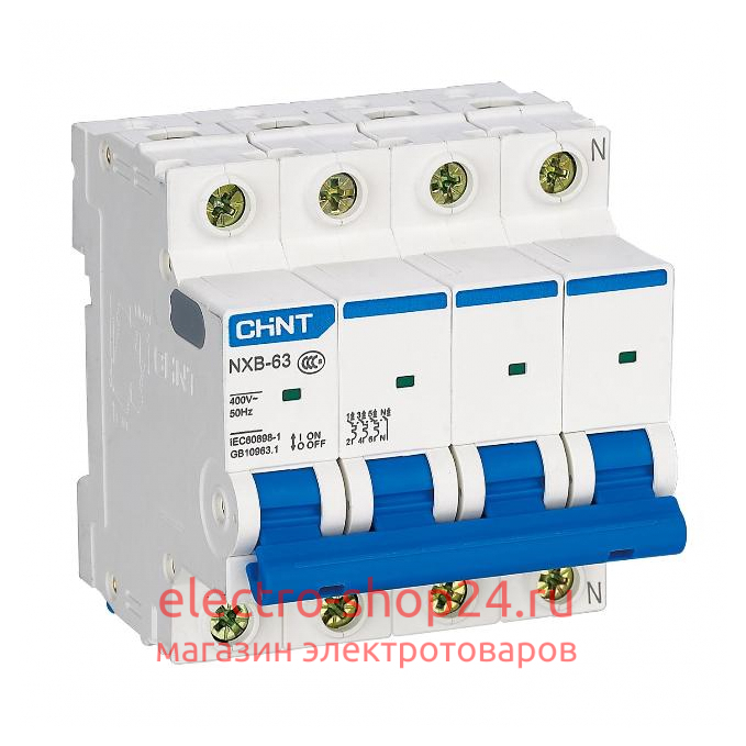 Автоматический выключатель NXB-63S 4P 50А 4.5kA х-ка C (R) CHINT 296910 296910 - магазин электротехники Electroshop