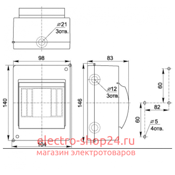 Бокс КМПн 2/4 на 4 модуля накладной пластиковый с прозрачной дверкой ИЭК MKP42-N-04-30-12 MKP42-N-04-30-12 - магазин электротехники Electroshop