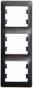 Рамка Schneider Electric Glossa 3-постовая, вертикальная, антрацит GSL000707 - магазин электротехники Electroshop