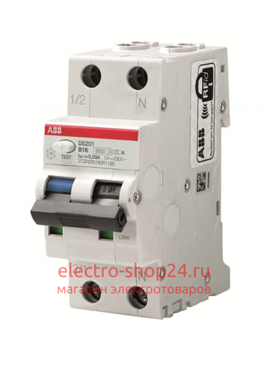 DS201 C16 A30 Дифференциальный автомат 1P+N, 16A, 30mA, тип А, 6kA, (хар-ка C) 2CSR255180R1164 - магазин электротехники Electroshop