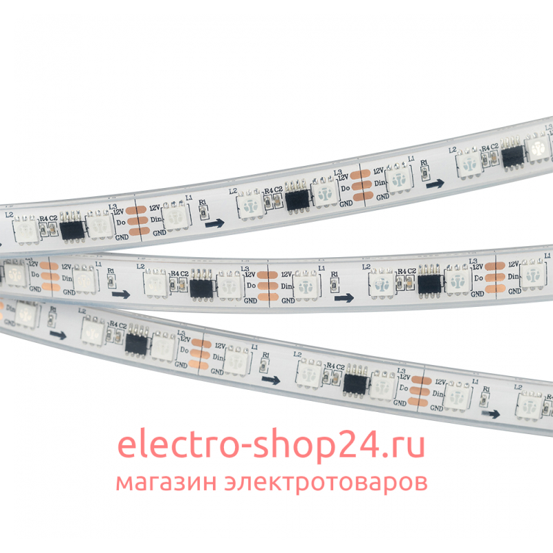 Светодиодная лента герметичная Arlight SPI-PFS-B60-12mm 12V RGB-PX3 (14.4W/m, IP67, 5060, 5m) 026155(3) 026155(3) - магазин электротехники Electroshop