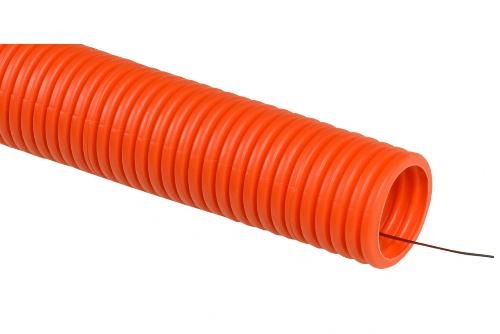 Труба ПНД гофрированная д.40мм, лёгкая с протяжкой, цвет оранжевый (бухта 20м) Труба ПНД д40 оранжевая - магазин электротехники Electroshop