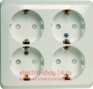 Розетка четверная c/з со шторками Этюд белая PA16-208B - магазин электротехники Electroshop
