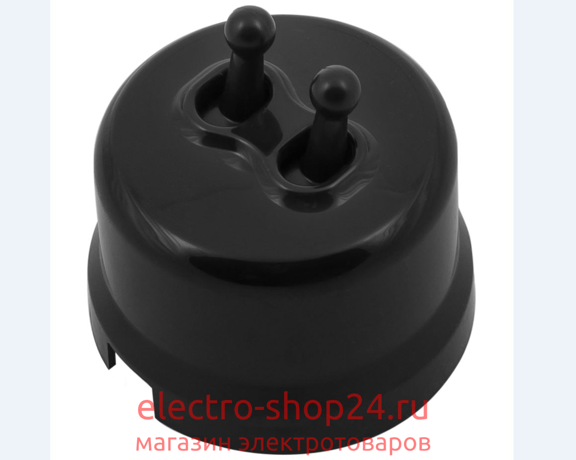 Выключатель 2-клавишный ОП Bironi Лизетта пластик цвет черный (тумблерный) B1-232-23 B1-232-23 - магазин электротехники Electroshop