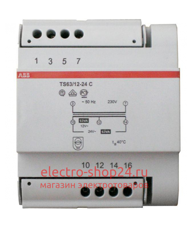 Трансформатор разделительной безопасности ABB TS63/12-24C 5 модулей 2CSM631043R0811 - магазин электротехники Electroshop