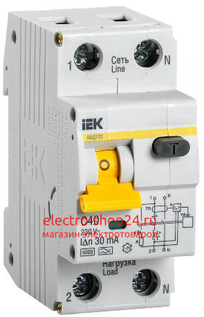 Дифференциальный автомат АВДТ 32 C40 30мА тип А ИЭК (дифавтомат, АВДТ) MAD22-5-040-C-30 MAD22-5-040-C-30 - магазин электротехники Electroshop