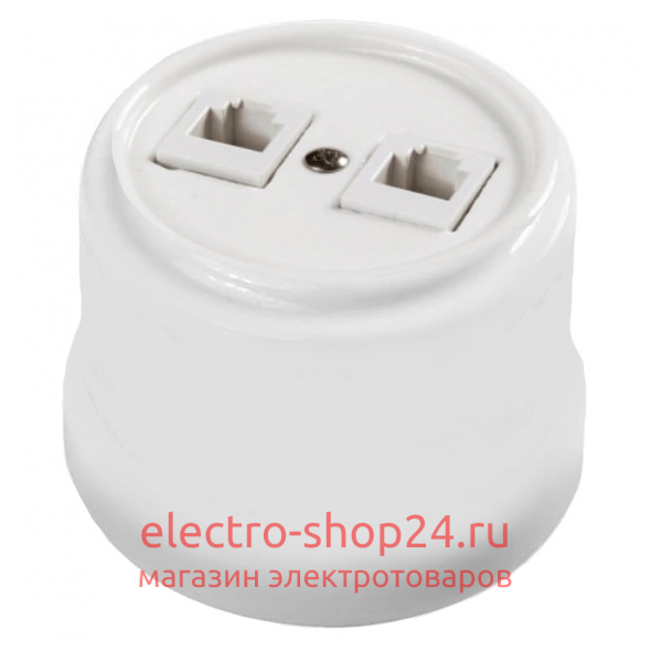 Розетка компьютерная 2-ая (RJ45) Bironi Лизетта керамика белый B1-302-01 B1-302-01 - магазин электротехники Electroshop