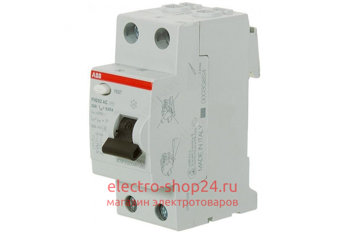 FH202 AC-40/0,03 Блок утечки тока (УЗО) 2-полюс. 40A 30mA, тип АC ABB - магазин электротехники Electroshop