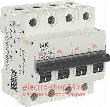 Автоматический выключатель ARMAT M06N 4Р 25А 6кА характеристика B ИЭК (автомат) AR-M06N-4-B025 AR-M06N-4-B025 - магазин электротехники Electroshop