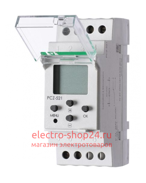 Реле времени программируемое F&F PCZ-521 24-264В AC/DC суточный и недельный циклы 1NO/NC 16А NFC EA02.002.001 EA02.002.001 - магазин электротехники Electroshop