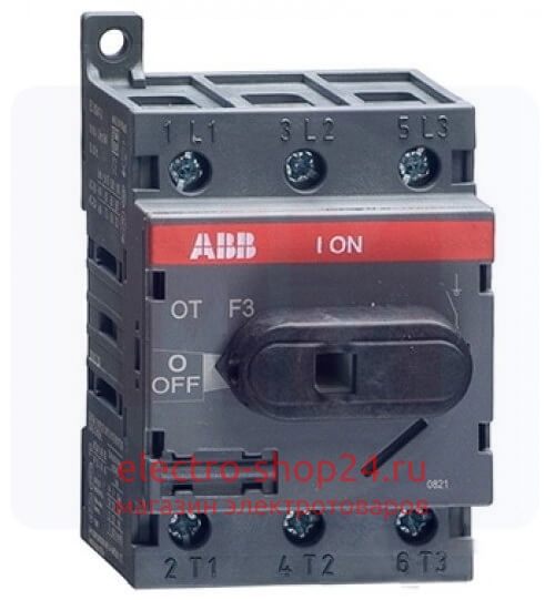 OT80F3 Рубильник 3-полюсный 80А (с ручкой) на DIN-рейку или монтажную плату ABB 1SCA105798R1001 - магазин электротехники Electroshop