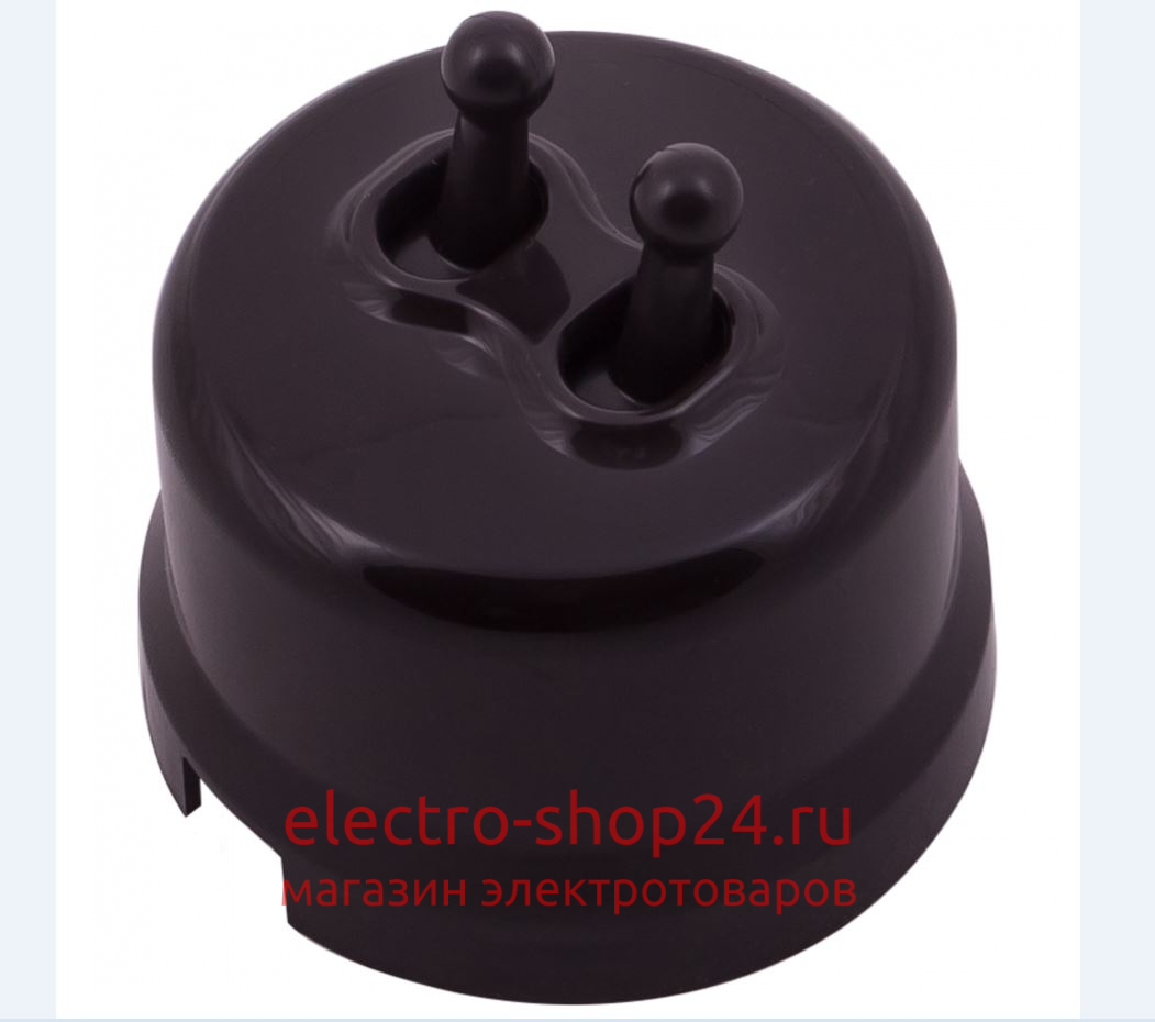 Кнопка 2-тумблерная ОП Bironi Лизетта пластик цвет черный (тумблерный) B1-232-23-PB B1-232-23-PB - магазин электротехники Electroshop