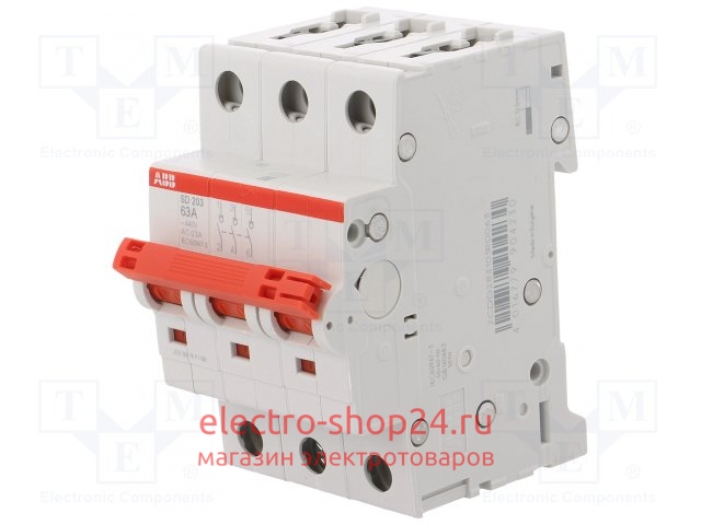 SD203/32 Рубильник 3-полюсный модульный 32А (красный рычаг) ABB 2CDD283101R0032 - магазин электротехники Electroshop