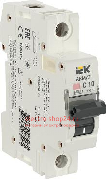 Автоматический выключатель ARMAT M06N 1Р 10А 6кА характеристика С ИЭК (автомат) AR-M06N-1-C010 AR-M06N-1-C010 - магазин электротехники Electroshop