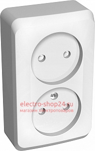Розетка двойная б/з со шторками Schneider Electric Этюд белая PA16-006B - магазин электротехники Electroshop